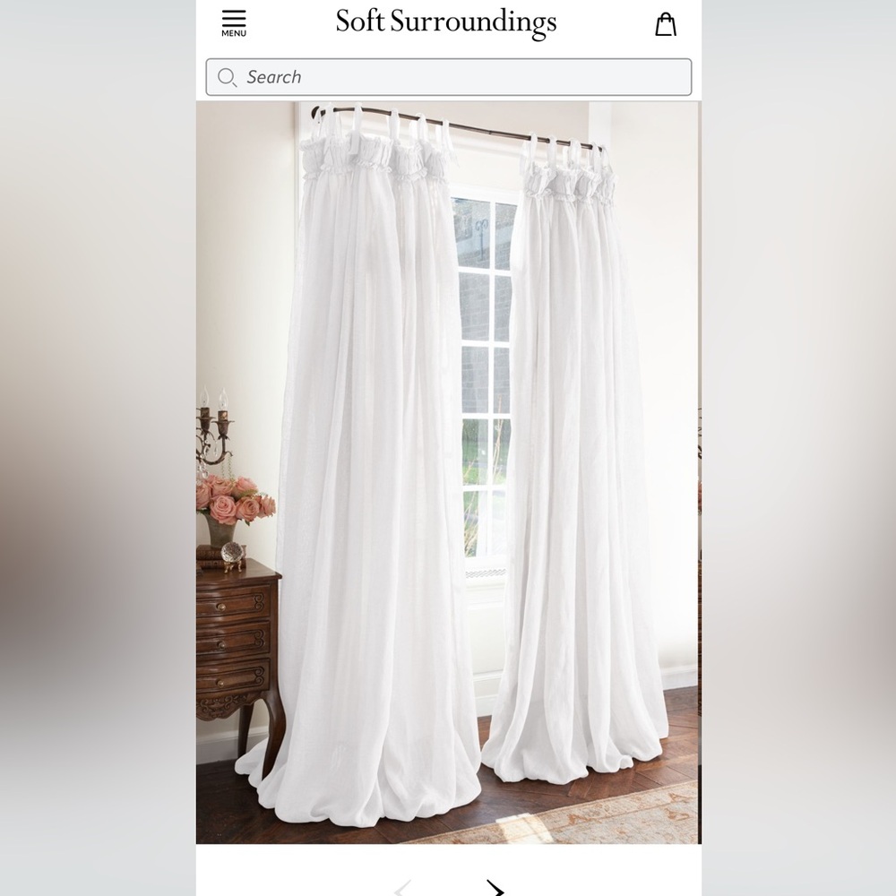 Soft Surroundings Linen Balloon Drape Panels (2)  color White 48”x96”
